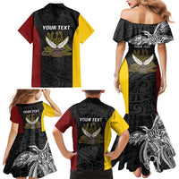 Personalised PNG Western Province Family Matching Mermaid Dress and Hawaiian Shirt Bird of Paradise Tattoo Flag Motif - Polynesian Pride