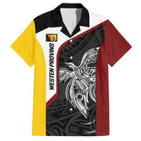 Personalised PNG Western Province Family Matching Off Shoulder Maxi Dress and Hawaiian Shirt Bird of Paradise Tattoo Flag Motif - Polynesian Pride