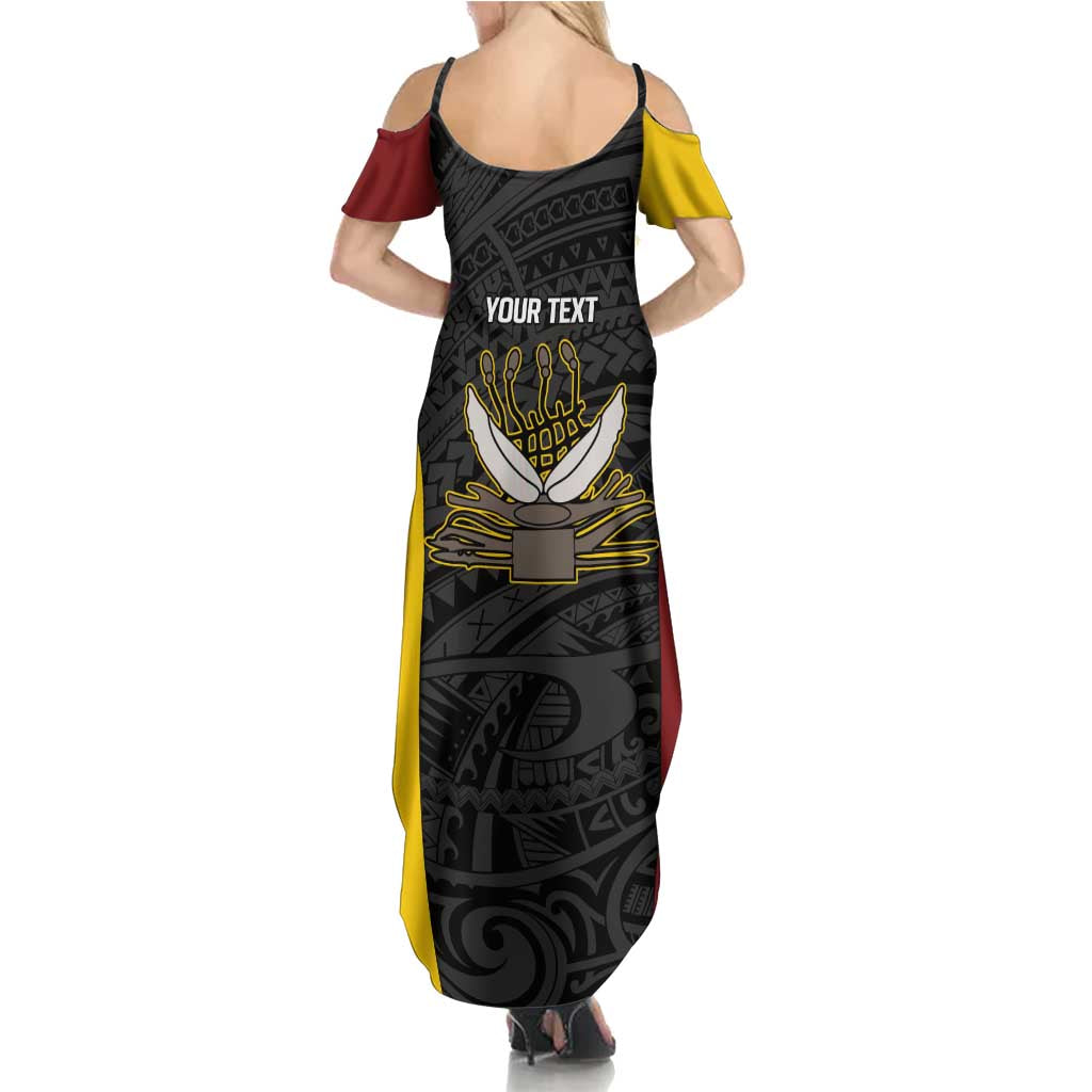 Personalised PNG Western Province Family Matching Summer Maxi Dress and Hawaiian Shirt Bird of Paradise Tattoo Flag Motif - Polynesian Pride