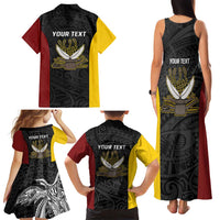 Personalised PNG Western Province Family Matching Tank Maxi Dress and Hawaiian Shirt Bird of Paradise Tattoo Flag Motif - Polynesian Pride