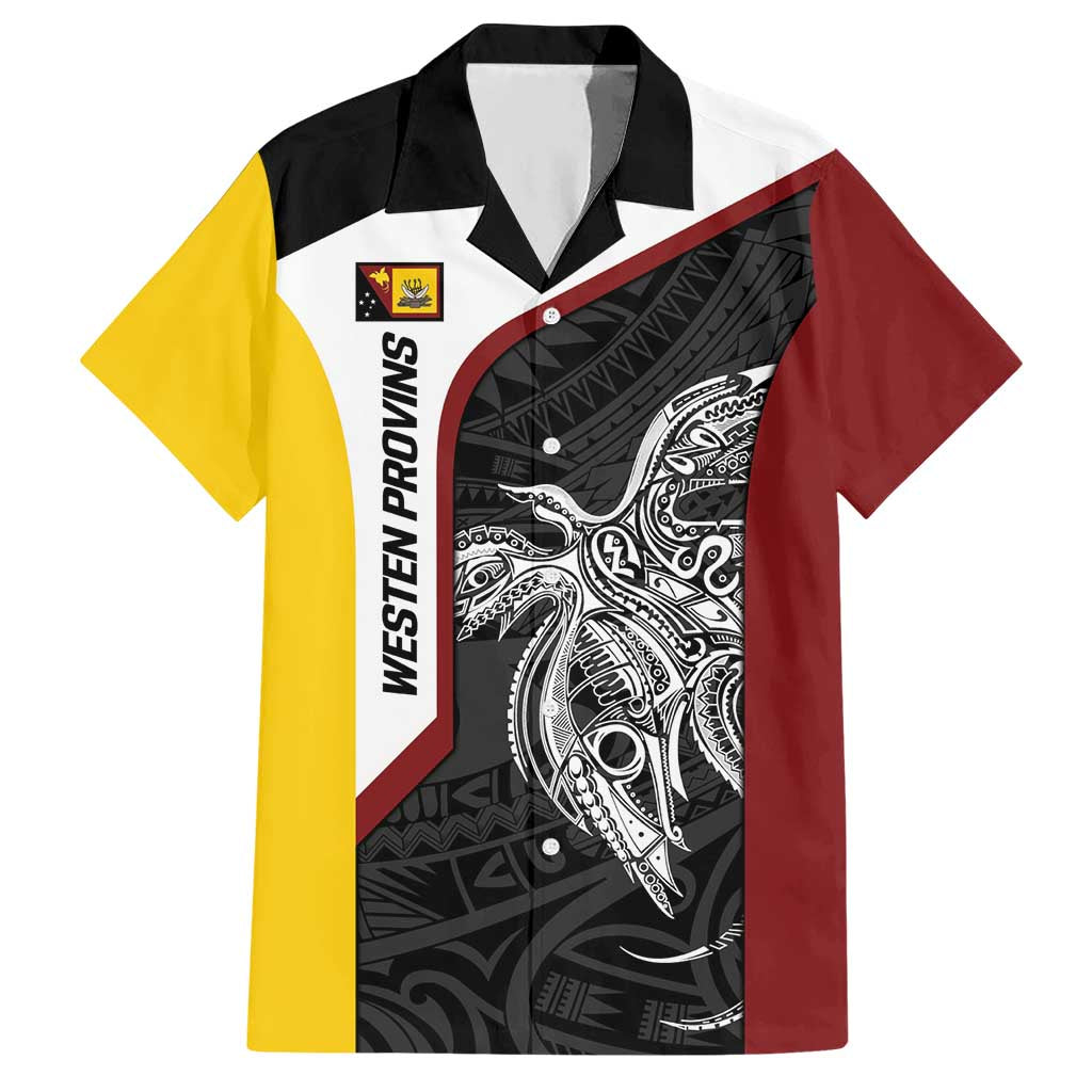 Personalised PNG Western Province Hawaiian Shirt Bird of Paradise Tattoo Flag Motif - Polynesian Pride