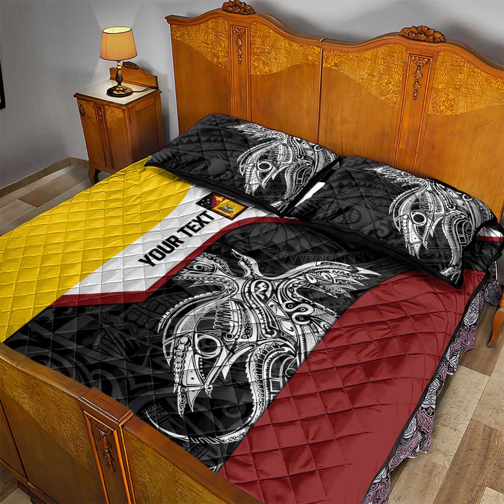 Personalised PNG Western Province Quilt Bed Set Bird of Paradise Tattoo Flag Motif - Polynesian Pride
