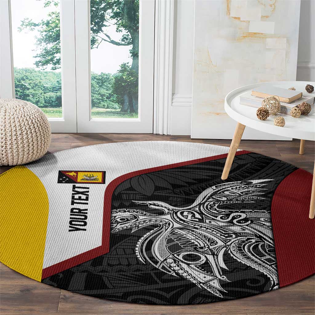 Personalised PNG Western Province Round Carpet Bird of Paradise Tattoo Flag Motif - Polynesian Pride