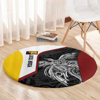 Personalised PNG Western Province Round Carpet Bird of Paradise Tattoo Flag Motif - Polynesian Pride