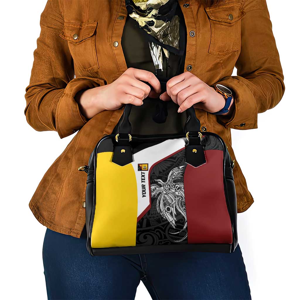 Personalised PNG Western Province Shoulder Handbag Bird of Paradise Tattoo Flag Motif - Polynesian Pride