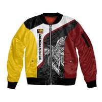 Personalised PNG Western Province Sleeve Zip Bomber Jacket Bird of Paradise Tattoo Flag Motif - Polynesian Pride