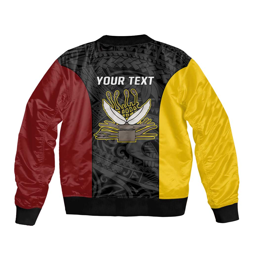 Personalised PNG Western Province Sleeve Zip Bomber Jacket Bird of Paradise Tattoo Flag Motif - Polynesian Pride