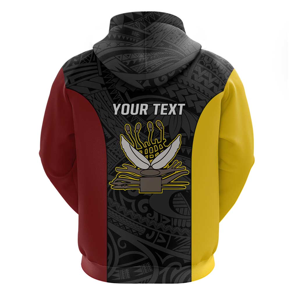 Personalised PNG Western Province Zip Hoodie Bird of Paradise Tattoo Flag Motif - Polynesian Pride