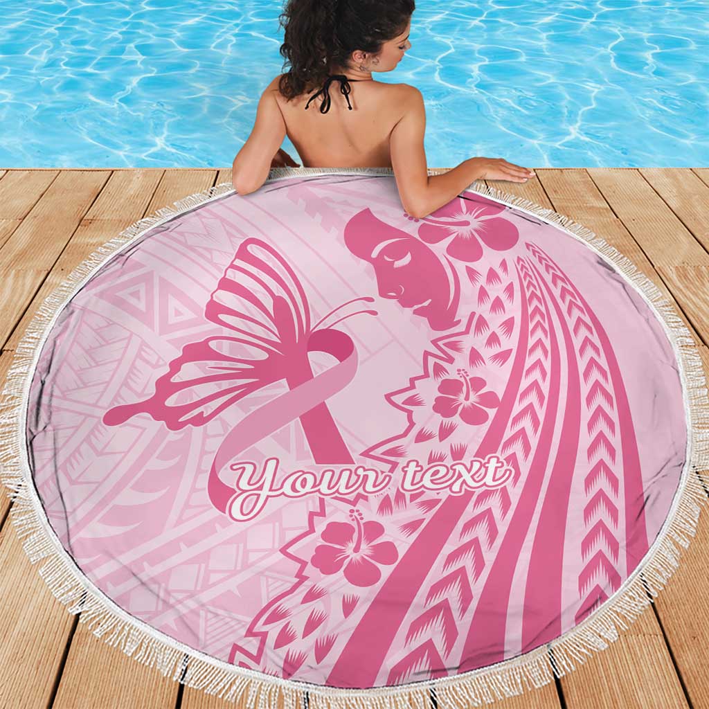 Pacific Girl and Butterfly Cancer Ribbon Personalised Beach Blanket