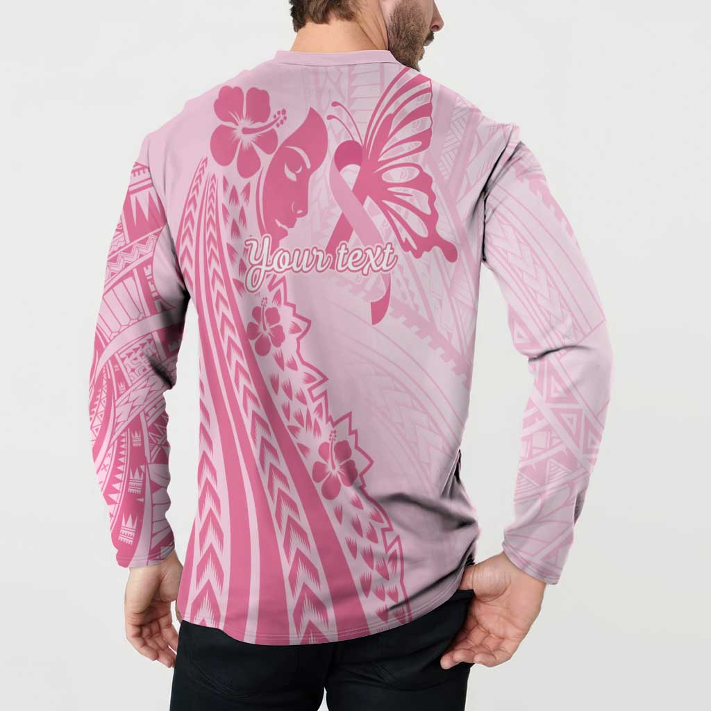 Pacific Girl and Butterfly Cancer Ribbon Personalised Button Sweatshirt