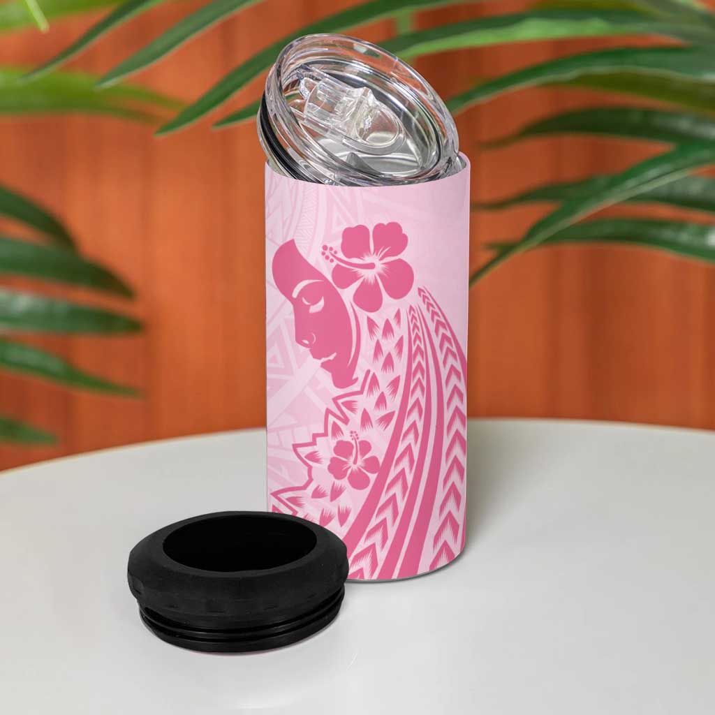 Pacific Girl and Butterfly Cancer Ribbon Personalised 4 in 1 Can Cooler Tumbler