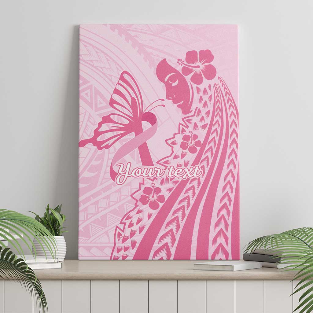 Pacific Girl and Butterfly Cancer Ribbon Personalised Canvas Wall Art
