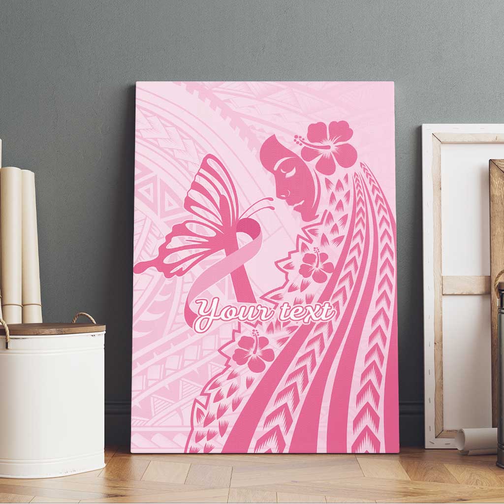 Pacific Girl and Butterfly Cancer Ribbon Personalised Canvas Wall Art