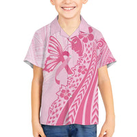 Pacific Girl and Butterfly Cancer Ribbon Personalised Family Matching Long Sleeve Bodycon Dress and Hawaiian Shirt