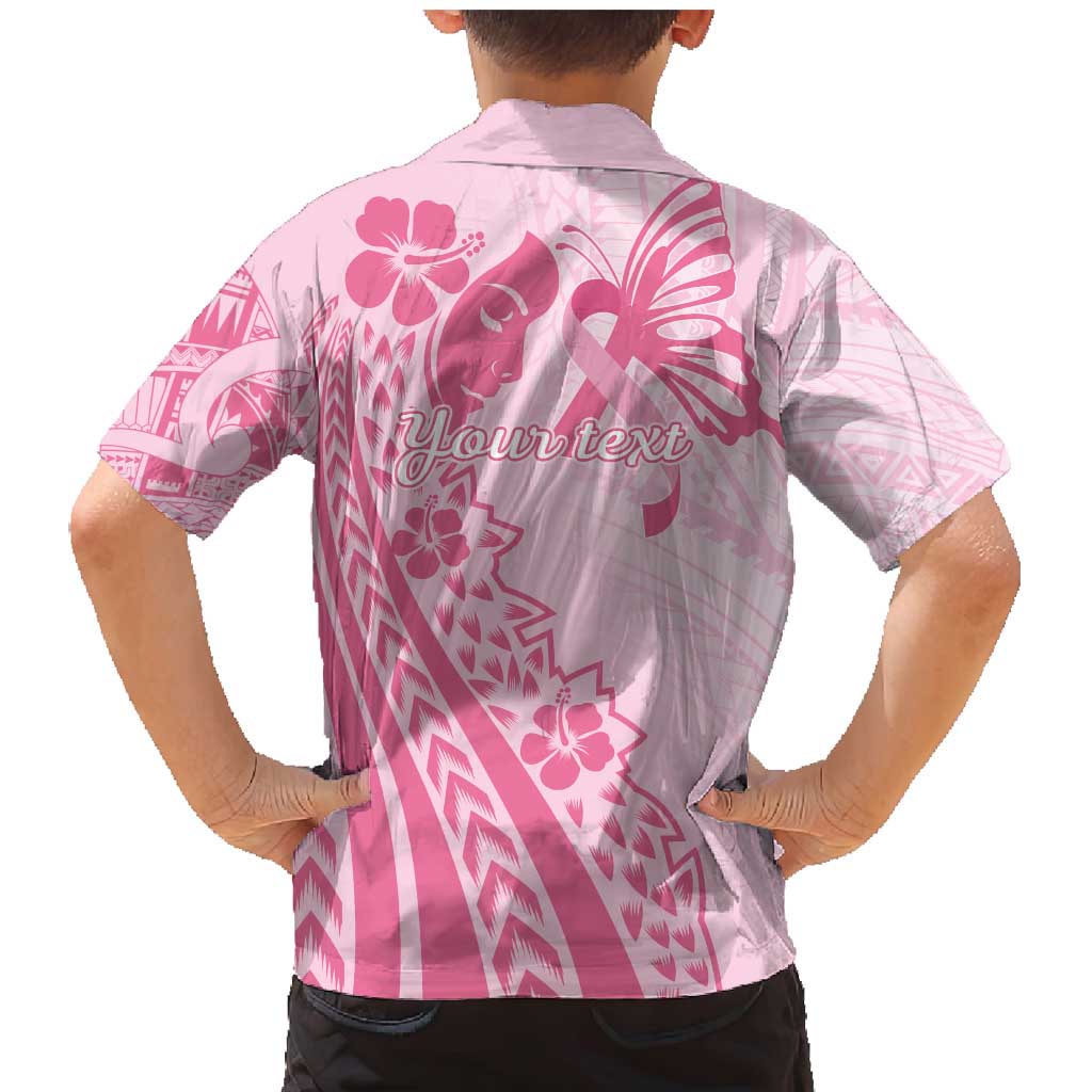 Pacific Girl and Butterfly Cancer Ribbon Personalised Family Matching Mermaid Dress and Hawaiian Shirt