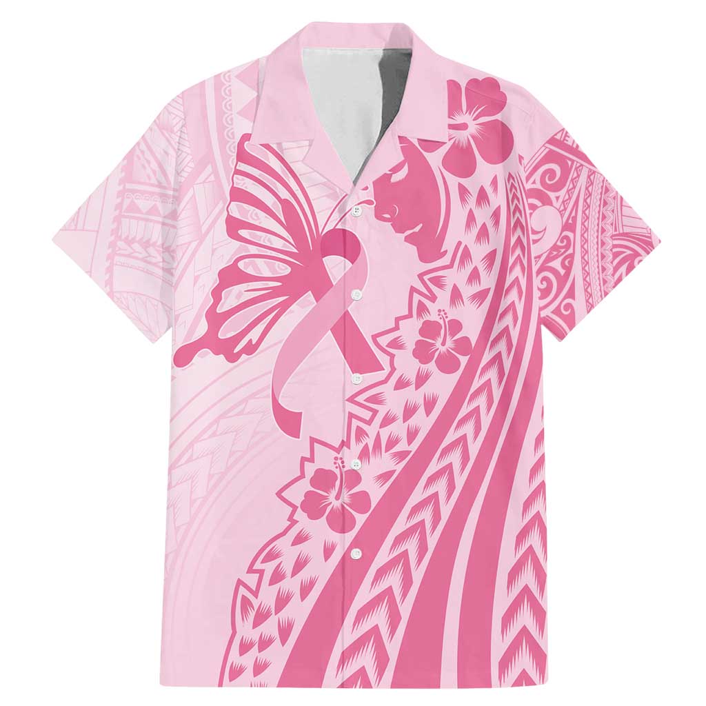 Pacific Girl and Butterfly Cancer Ribbon Personalised Family Matching Mermaid Dress and Hawaiian Shirt