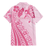 Pacific Girl and Butterfly Cancer Ribbon Personalised Family Matching Mermaid Dress and Hawaiian Shirt