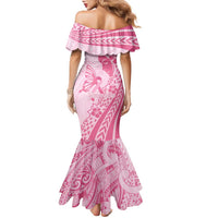 Pacific Girl and Butterfly Cancer Ribbon Personalised Family Matching Mermaid Dress and Hawaiian Shirt