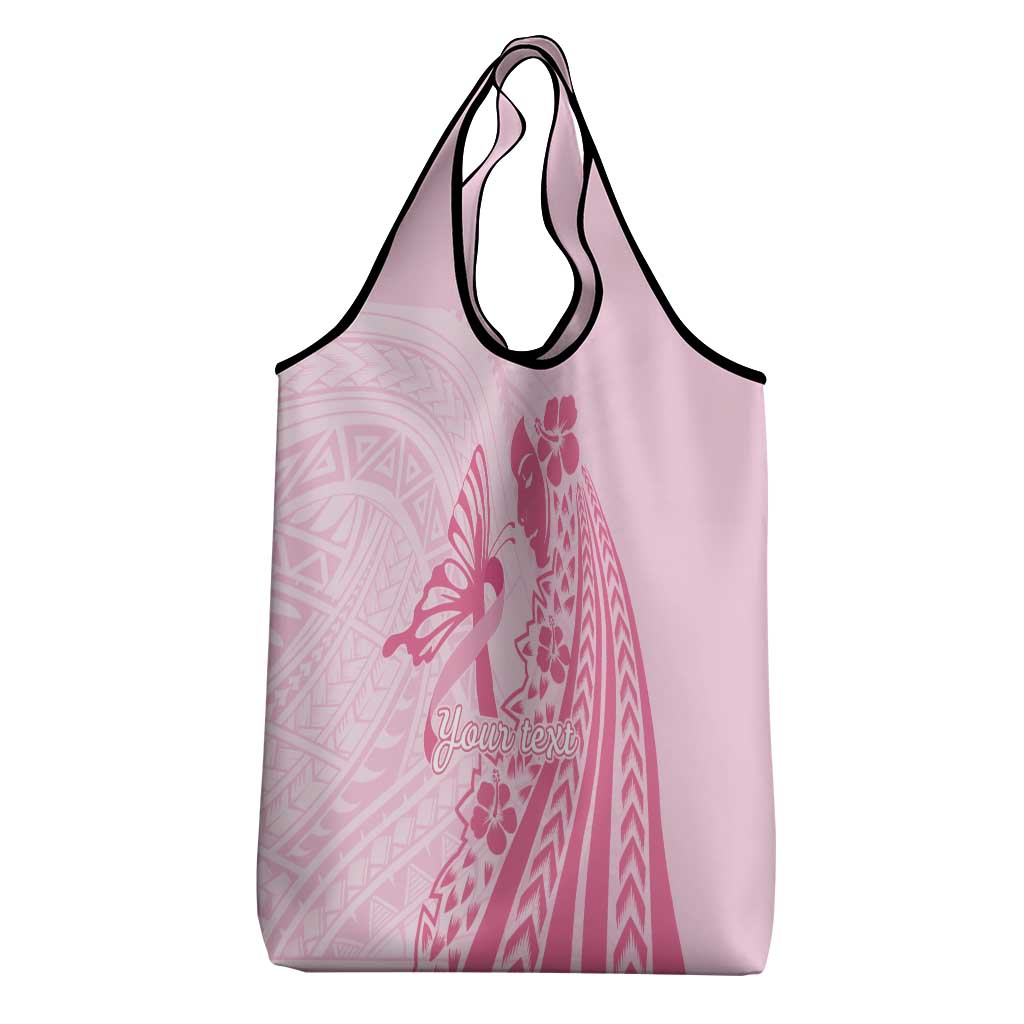 Pacific Girl and Butterfly Cancer Ribbon Personalised Grocery Bag