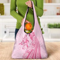 Pacific Girl and Butterfly Cancer Ribbon Personalised Grocery Bag