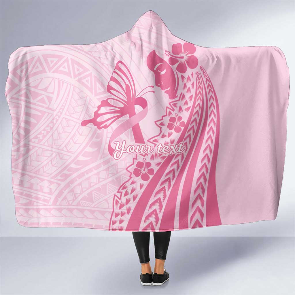 Pacific Girl and Butterfly Cancer Ribbon Personalised Hooded Blanket LT9 One Size Pink - Polynesian Pride