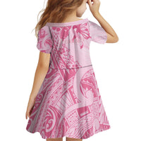 Pacific Girl and Butterfly Cancer Ribbon Personalised Kid Short Sleeve Dress LT9 - Polynesian Pride