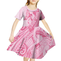 Pacific Girl and Butterfly Cancer Ribbon Personalised Kid Short Sleeve Dress LT9 - Polynesian Pride