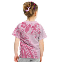 Pacific Girl and Butterfly Cancer Ribbon Personalised Kid T Shirt LT9 - Polynesian Pride