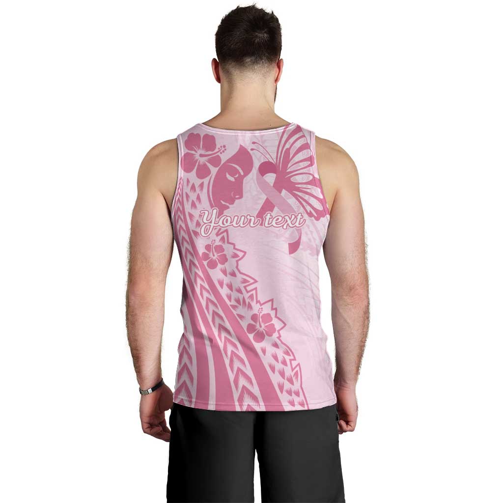 Pacific Girl and Butterfly Cancer Ribbon Personalised Men Tank Top