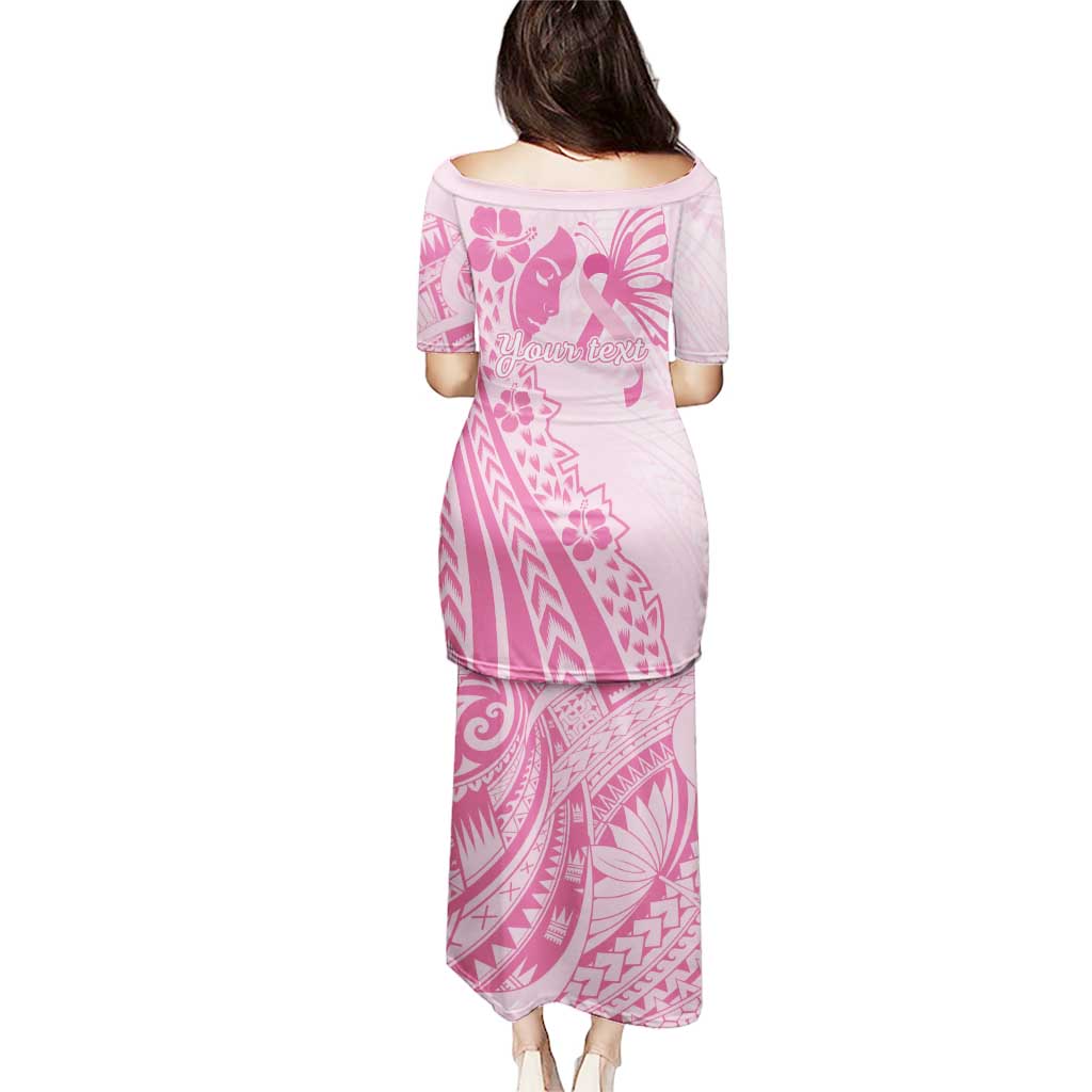 Pacific Girl and Butterfly Cancer Ribbon Personalised Puletasi