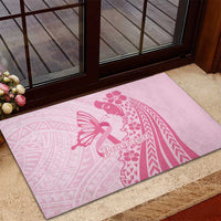 Pacific Girl and Butterfly Cancer Ribbon Personalised Rubber Doormat