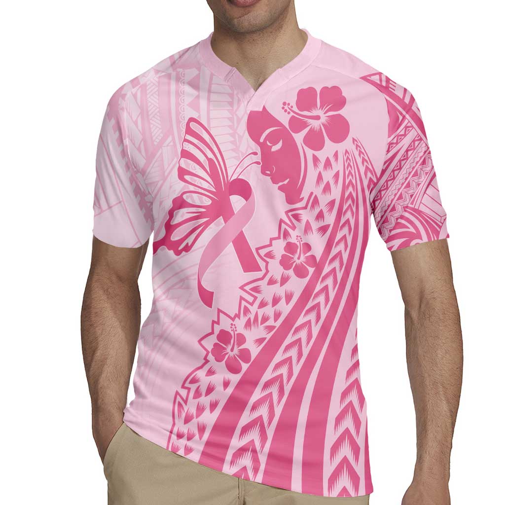 Pacific Girl and Butterfly Cancer Ribbon Personalised Rugby Jersey