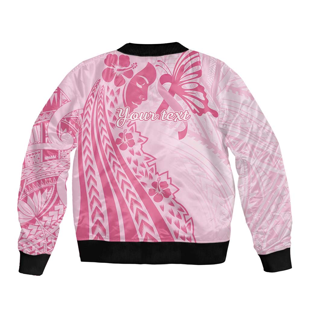 Pacific Girl and Butterfly Cancer Ribbon Personalised Sleeve Zip Bomber Jacket