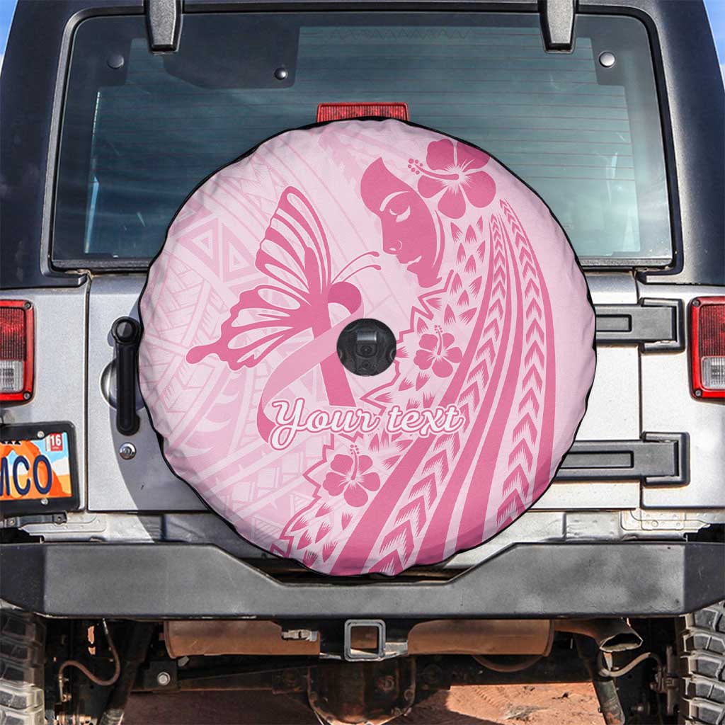 Pacific Girl and Butterfly Cancer Ribbon Personalised Spare Tire Cover LT9 Pink - Polynesian Pride