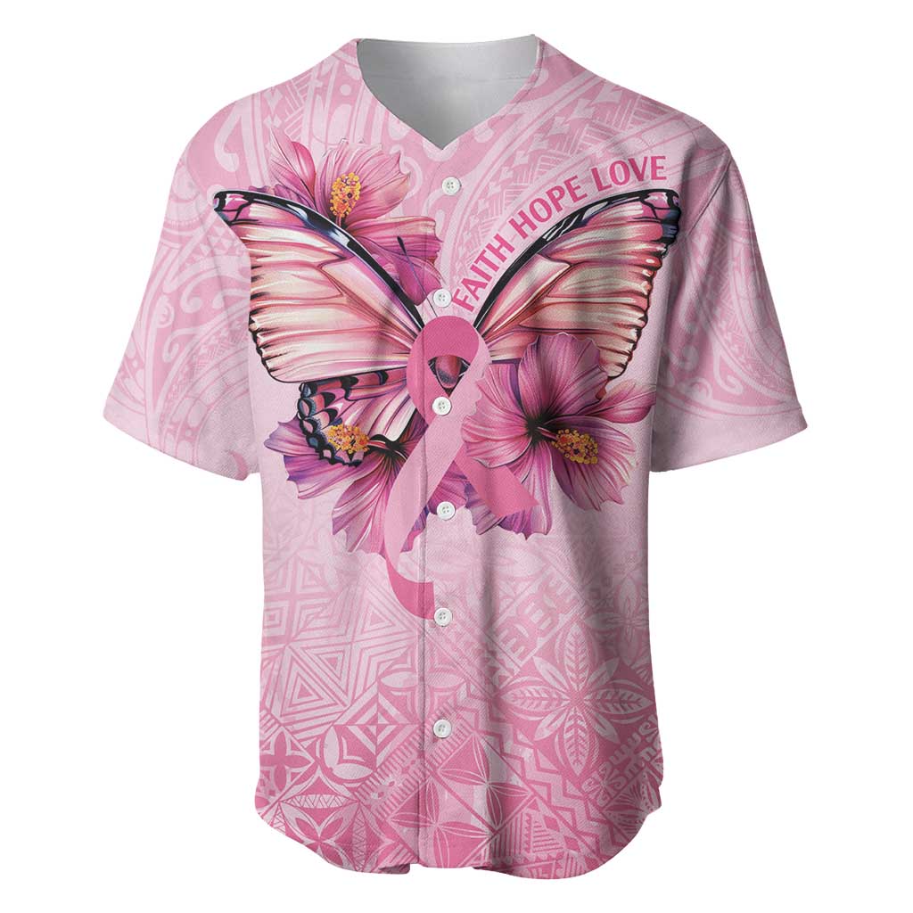 Faith Hope Love Butterfly Ribbon Personalised Baseball Jersey LT9 Pink - Polynesian Pride