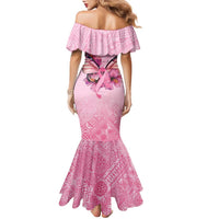 Faith Hope Love Butterfly Ribbon Personalised Family Matching Mermaid Dress and Hawaiian Shirt