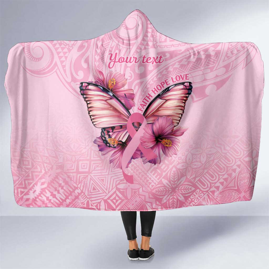 Faith Hope Love Butterfly Ribbon Personalised Hooded Blanket LT9 One Size Pink - Polynesian Pride