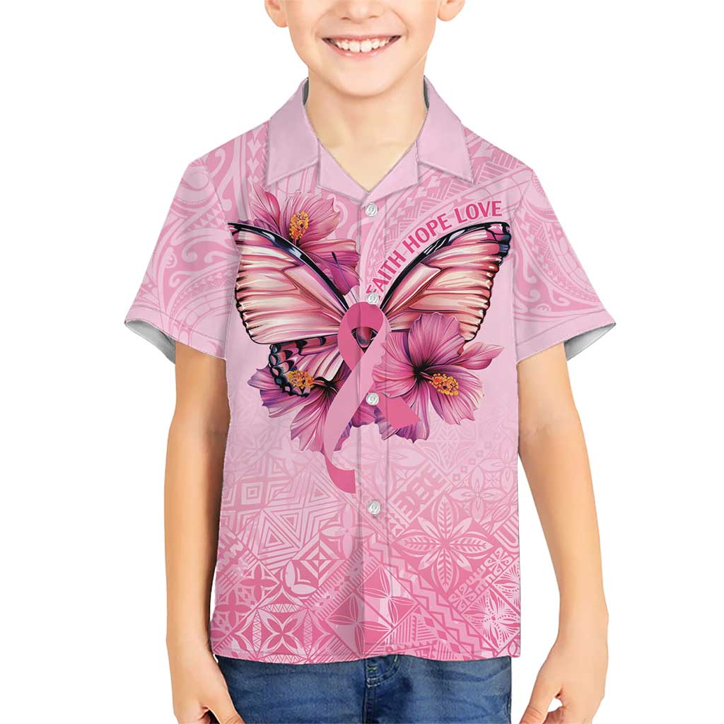 Faith Hope Love Butterfly Ribbon Personalised Kid Hawaiian Shirt LT9 Kid Pink - Polynesian Pride