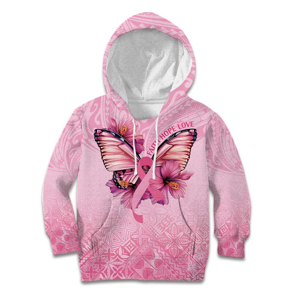 Faith Hope Love Butterfly Ribbon Personalised Kid Hoodie LT9 Hoodie Pink - Polynesian Pride