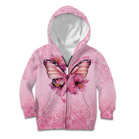 Faith Hope Love Butterfly Ribbon Personalised Kid Hoodie LT9 Zip Hoodie Pink - Polynesian Pride