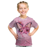 Faith Hope Love Butterfly Ribbon Personalised Kid T Shirt LT9 Pink - Polynesian Pride