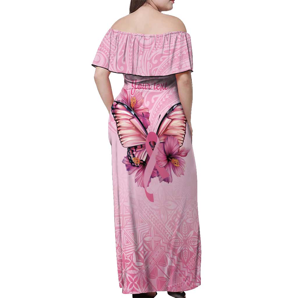 Faith Hope Love Butterfly Ribbon Personalised Off Shoulder Maxi Dress LT9 - Polynesian Pride