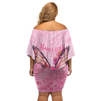 Faith Hope Love Butterfly Ribbon Personalised Off Shoulder Short Dress LT9 - Polynesian Pride