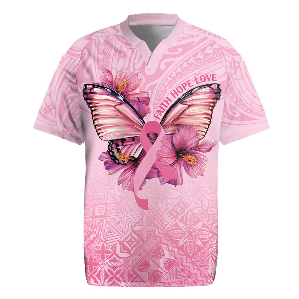 Faith Hope Love Butterfly Ribbon Personalised Rugby Jersey