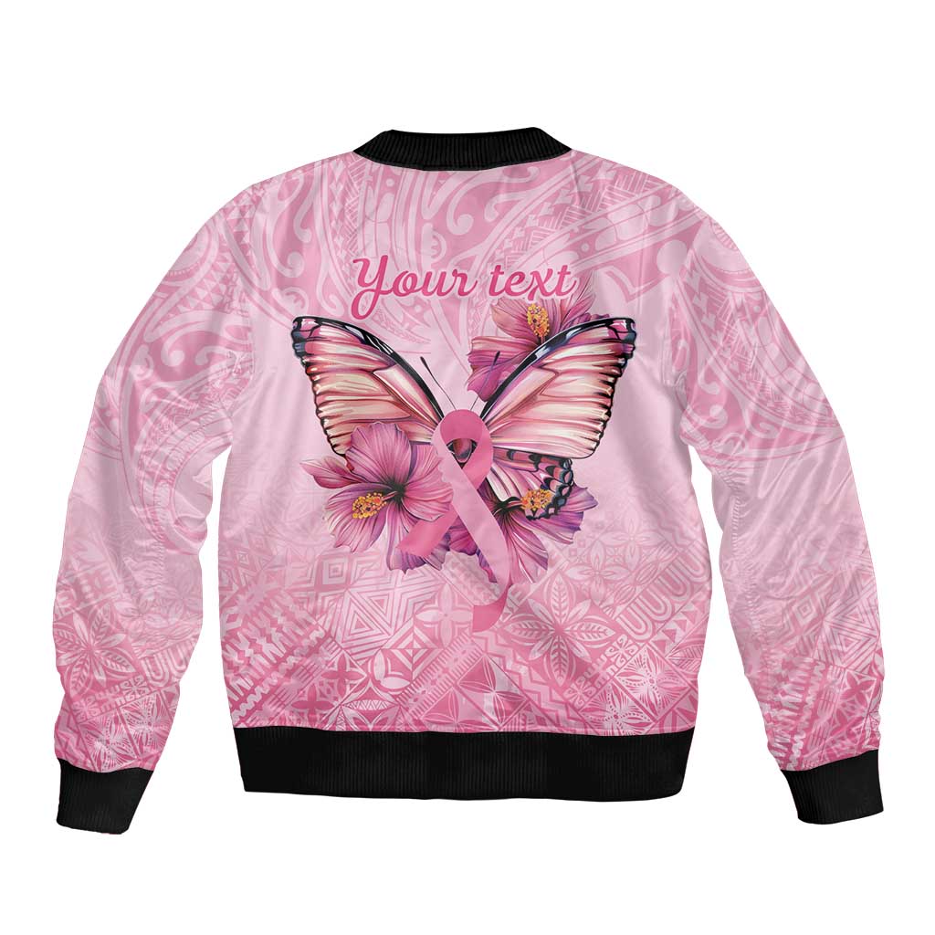 Faith Hope Love Butterfly Ribbon Personalised Sleeve Zip Bomber Jacket