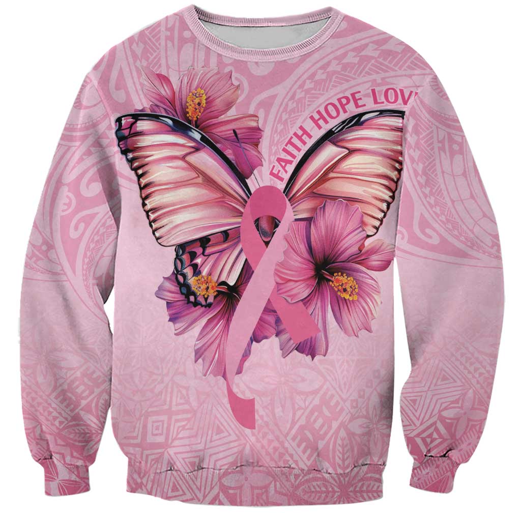 Faith Hope Love Butterfly Ribbon Personalised Sweatshirt LT9 Unisex Pink - Polynesian Pride