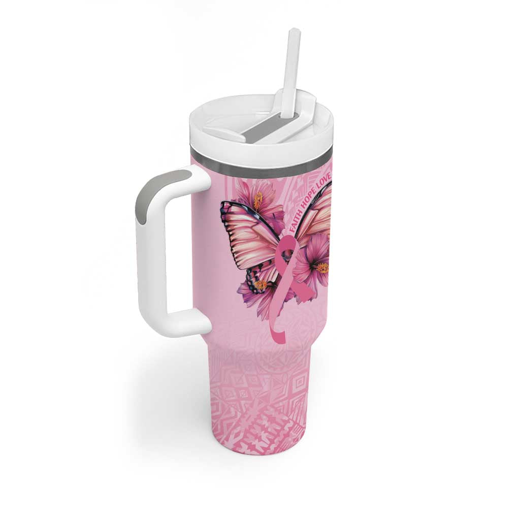 Faith Hope Love Butterfly Ribbon Personalised Tumbler With Handle LT9 - Polynesian Pride