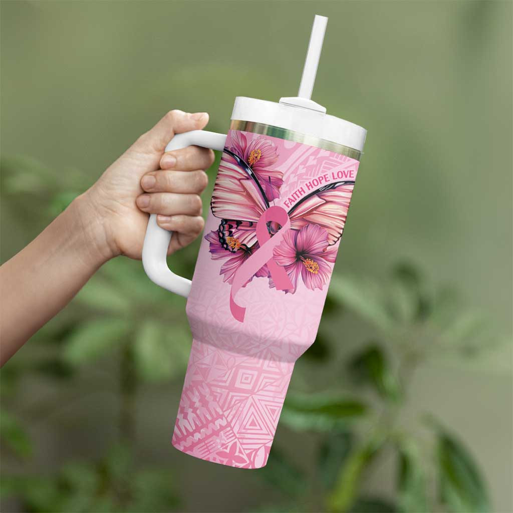 Faith Hope Love Butterfly Ribbon Personalised Tumbler With Handle LT9 - Polynesian Pride