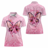 Faith Hope Love Butterfly Ribbon Personalised Women Polo Shirt