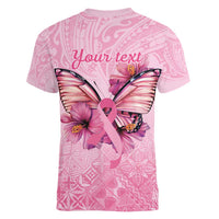 Faith Hope Love Butterfly Ribbon Personalised Women V-Neck T-Shirt LT9 - Polynesian Pride
